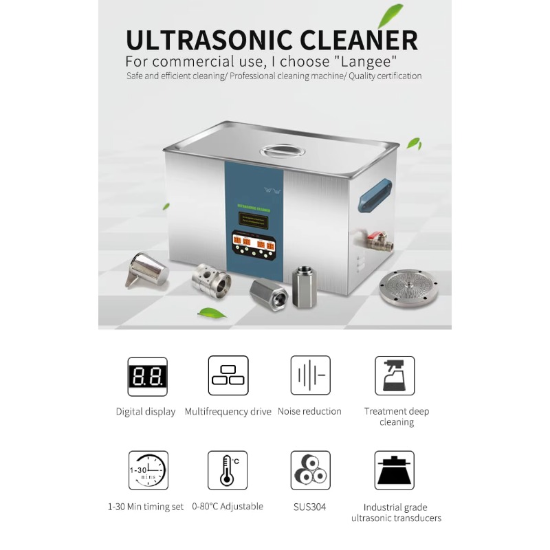 Ultrasonic Cleaner With Drain Valve Valve - Limpiador Ultrasónico Multifrecuencia de 40/80/120KHz Compatible